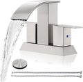 Brushed Nickel Waterfall Bathroom Faucet 4in Centerset - Sleek