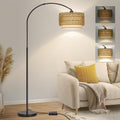 Rattan Floor Lamp Dimmable Arc Floor Lamp - Cozy Boho Lighting