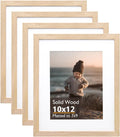 10x12 Picture Frame Natural Wood with Mat - Set of 4
