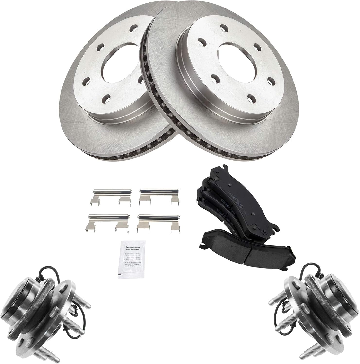TRQ Front Brake Pad & Rotor Kit for Cadillac and Chevrolet Vehicles