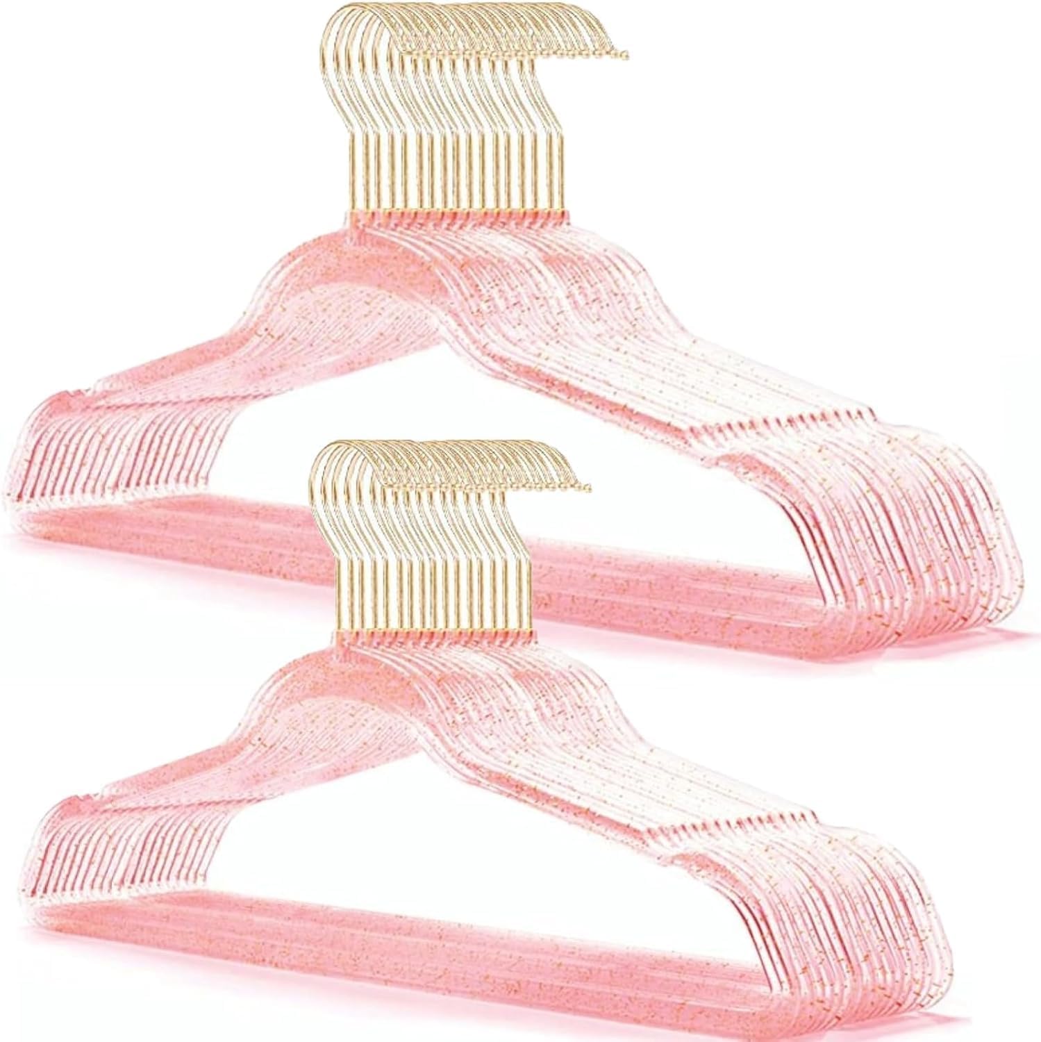 Pink Clothes Hangers 16in, 40 Pack Durable Space Saving Hangers