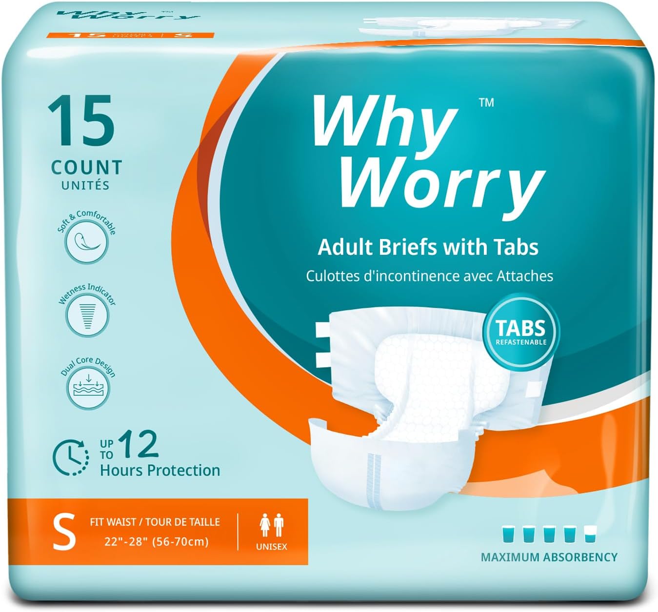 Overnight Absorbent Adult Diapers - 15 Count