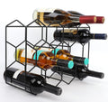 Black Wine Rack Countertop 14 Bottles - Geometric Stainless Steel