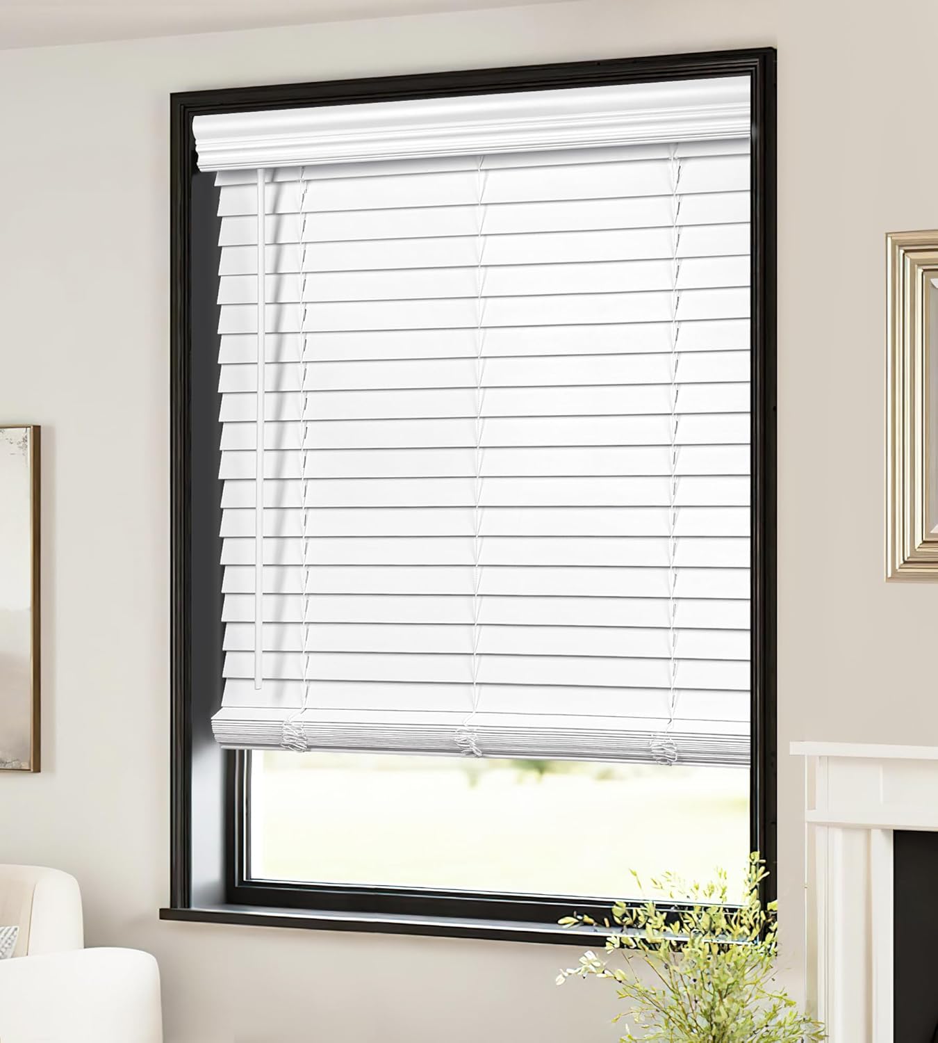 LazBlinds 2-inch Cordless Faux Wood Blinds for Room Darkening