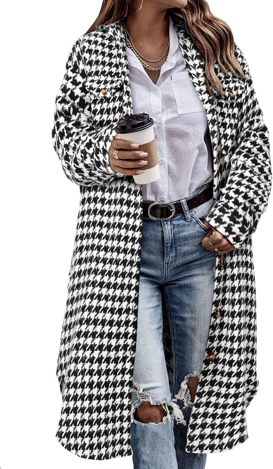 Stylish Womens Plaid Shacket Jacket for Casual Fall Fashion