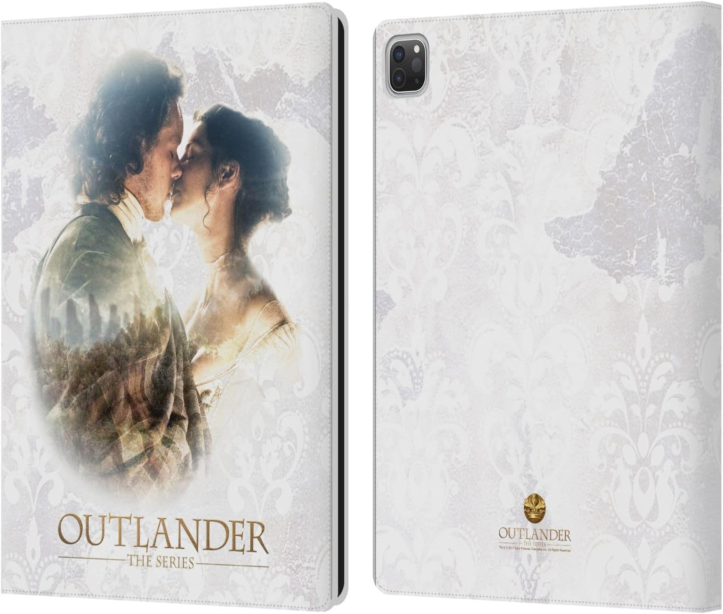 Outlander Claire & Jamie Kiss Portraits Leather Wallet Case for iPad