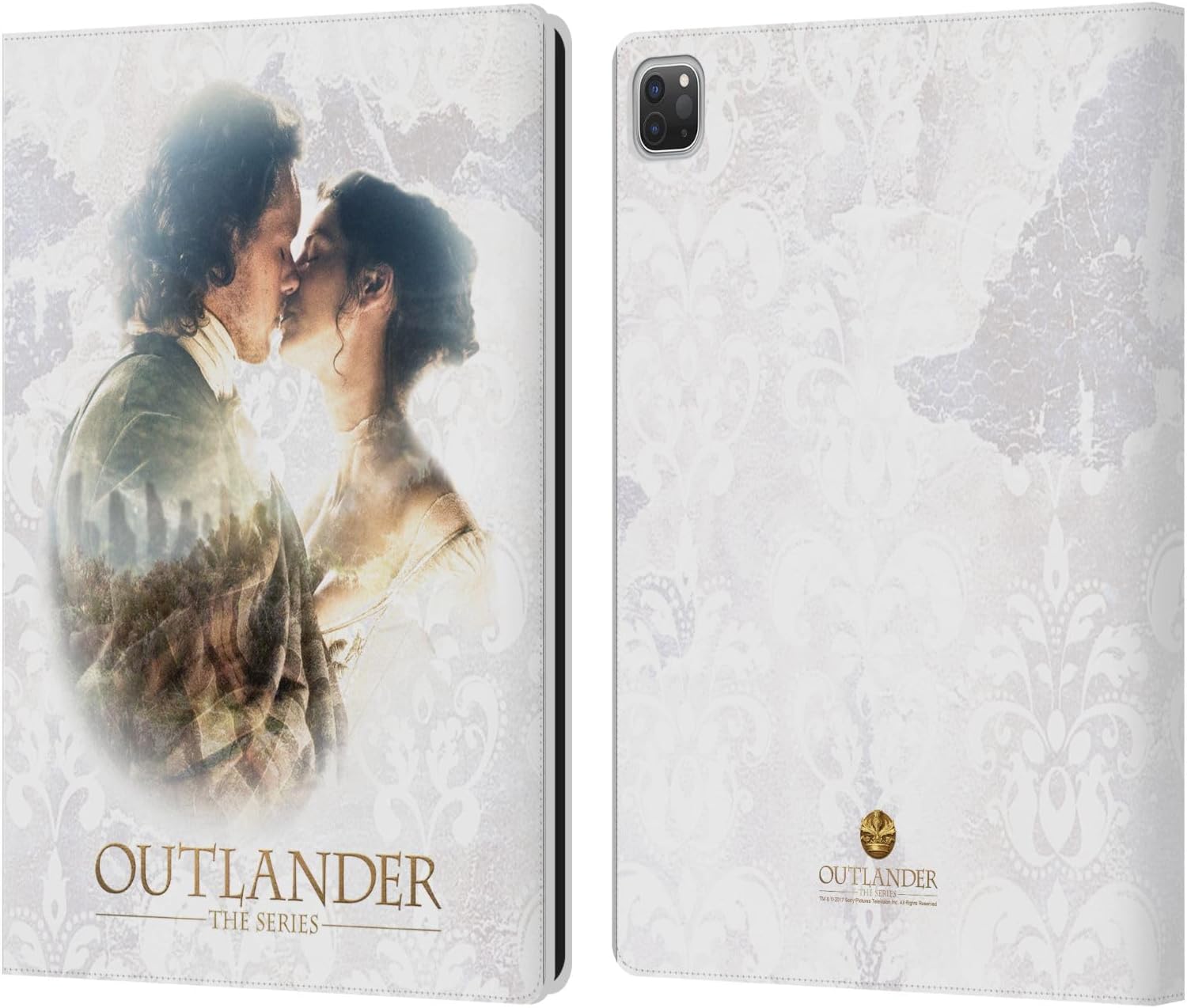 Outlander Claire & Jamie Kiss Portraits Leather Wallet Case for iPad