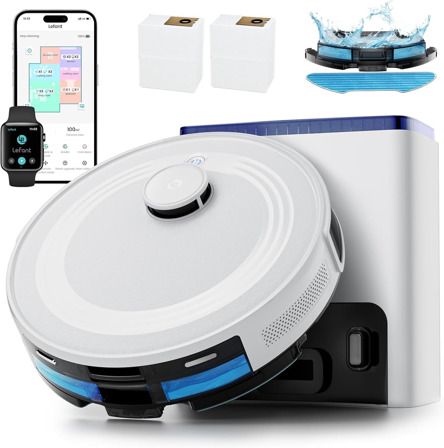 Lefant LiDAR Robot Vacuum and Mop with Powerful 6000Pa Suction