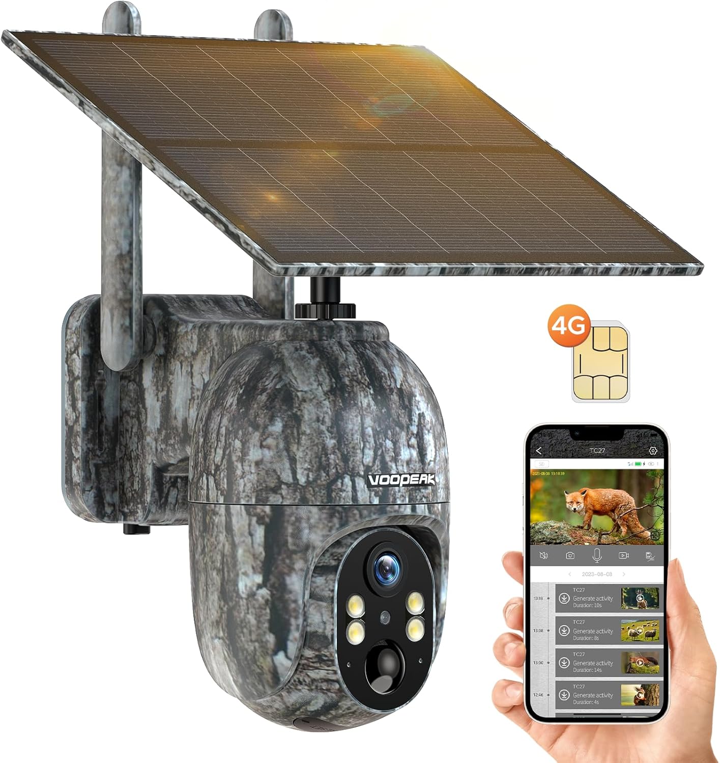 VOOPEAK 4G LTE Solar Trail Cam: Live Streaming & Night Vision
