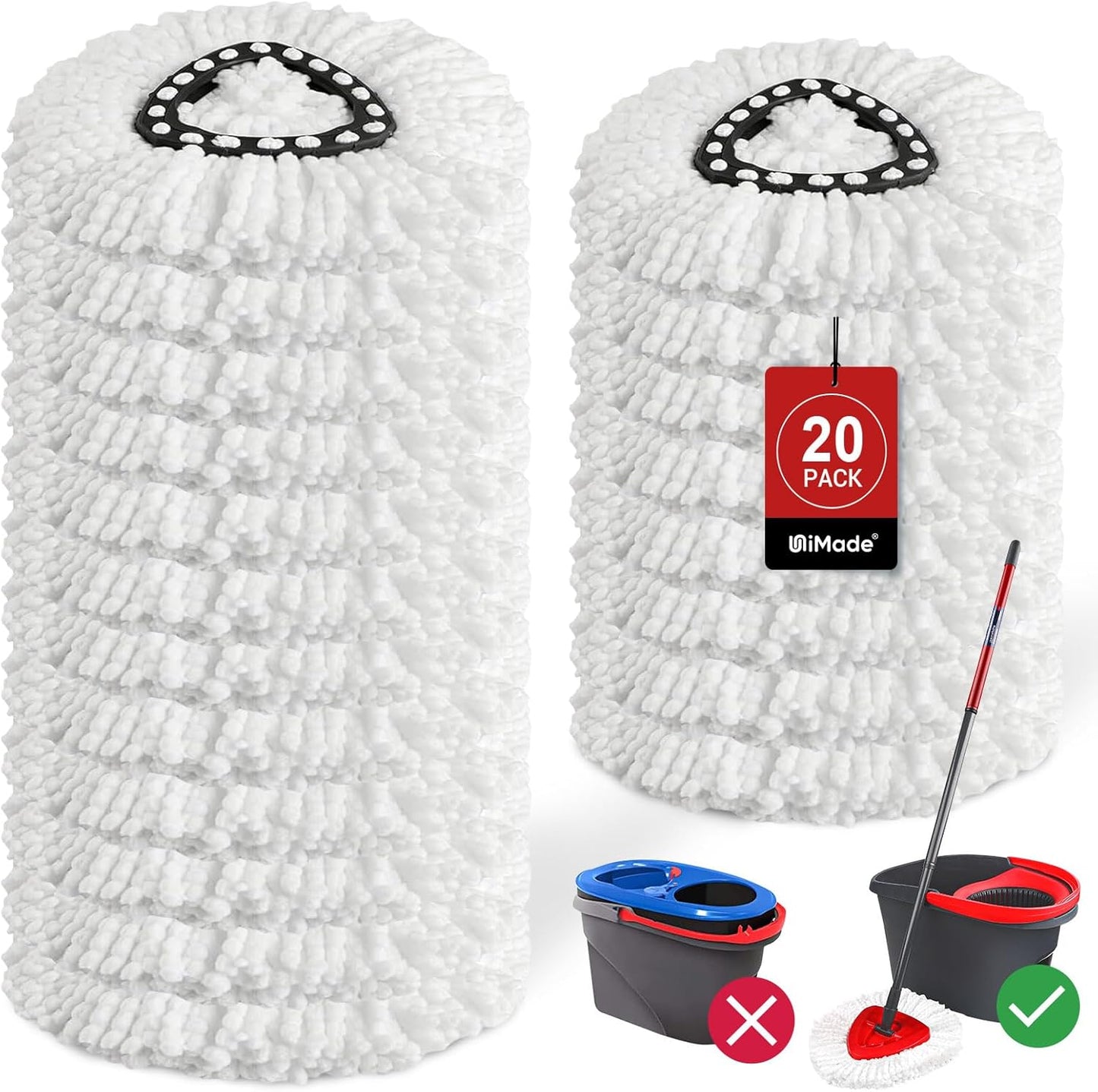 20 Pack Mop Heads Replacements for O-Cedar EasyWring System