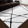 Modern Washable Area Rug 6x9ft - Abstract Black and White, Non-Slip