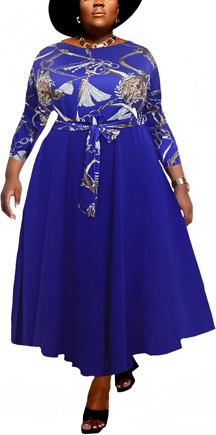 Women Plus Size Formal A Line Maxi Dress with Pockets