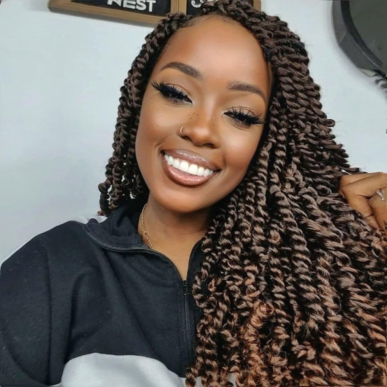 Tiana Passion Twist Hair - 14 Inch Ombre Brown Crochet Braids