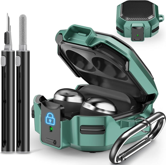 Secure Green Carbon Fiber Galaxy Buds Case 2023