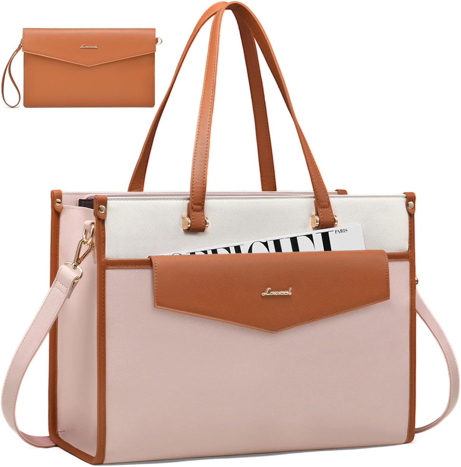 LOVEVOOK Laptop Bag for Women - Stylish 2-in-1 Work Tote