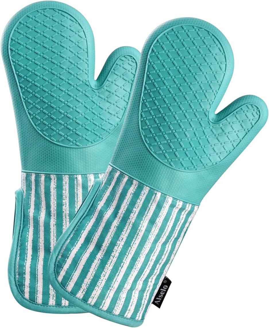 Alselo Silicone Oven Mitts: Heat Resistant 932F for Ultimate Protection