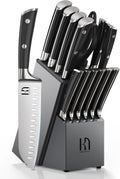 Premium 15-Piece Knife Set with Acacia Wood Block for Chefs