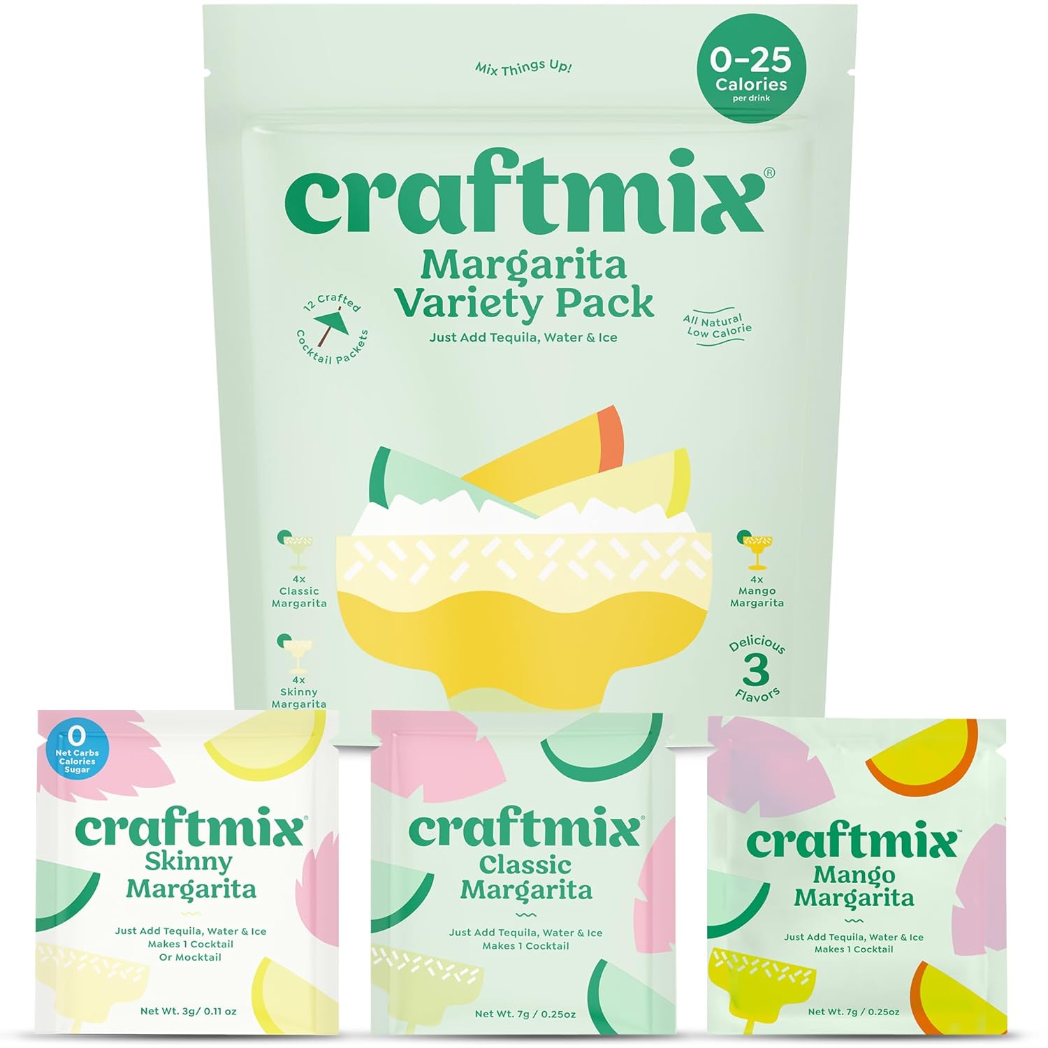 CRAFTMIX Skinny Margarita Mixers - 12 Drinks in 1 Kit!