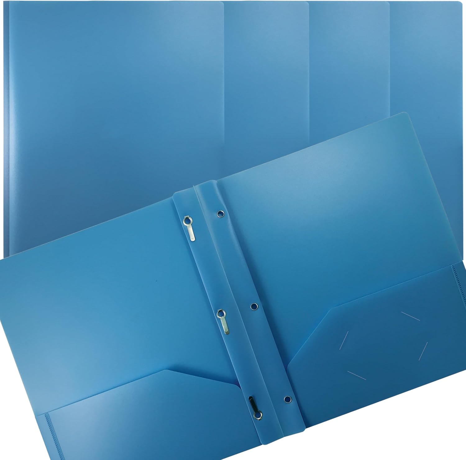 24 Pack Heavyweight Light Blue Folders with Prongs