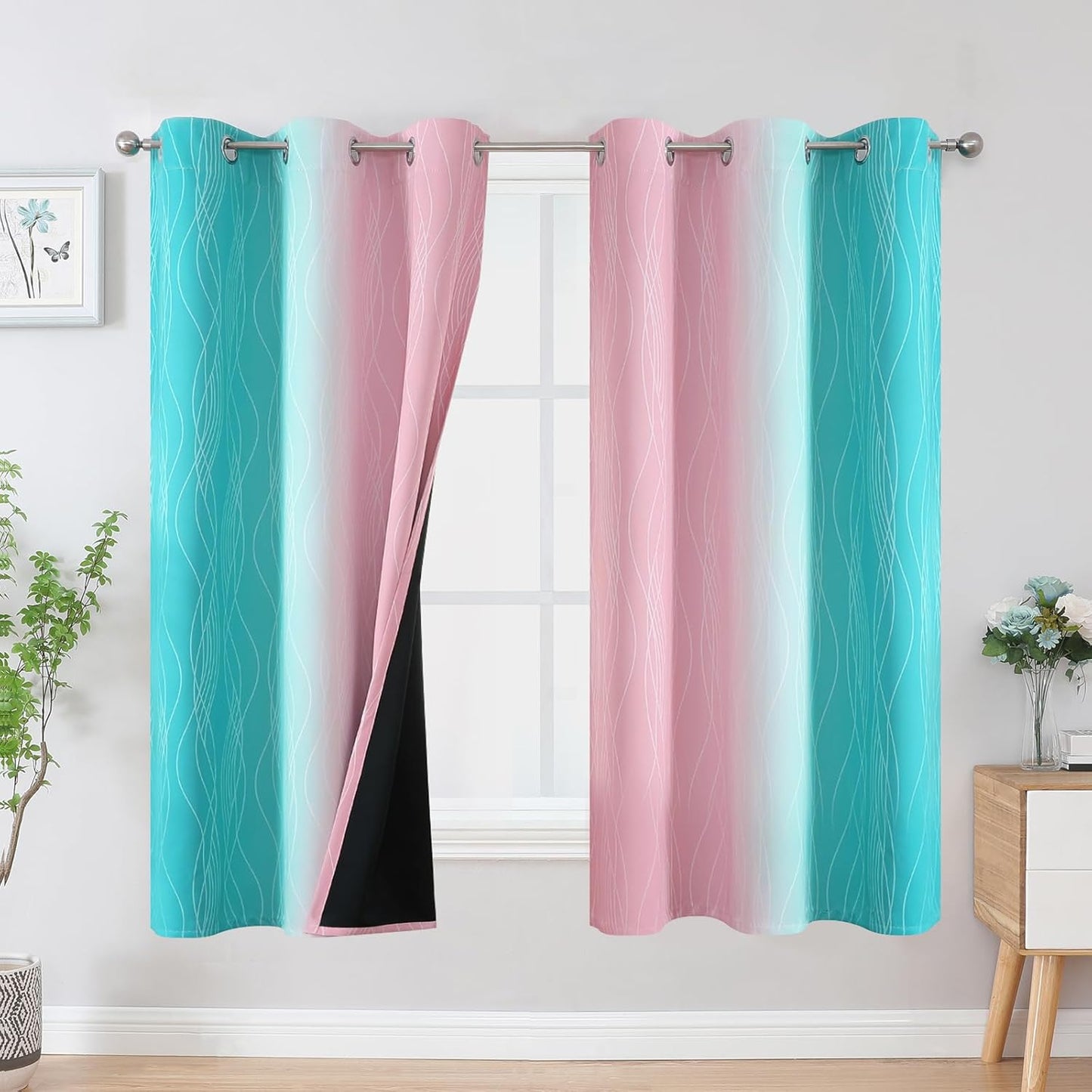 Ombre Blackout Curtains for Living Room and Bedroom - 2 Panels