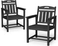 Set of 2 Weatherproof Patio Chairs - Durable HDPE Outdoor Dining