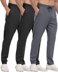 Mens Athletic Sweatpants 3 Pack with Zipper Pockets - Jogger