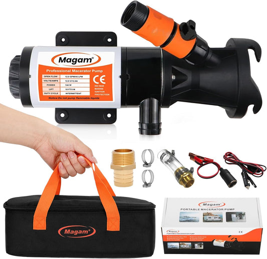 RV Macerator Pump 12V with Quick Release and Fresh Water Rinse