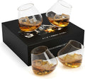 Tilted Crystal Whiskey Glasses Set of 4 Tumblers - Elegant 12 oz Old
