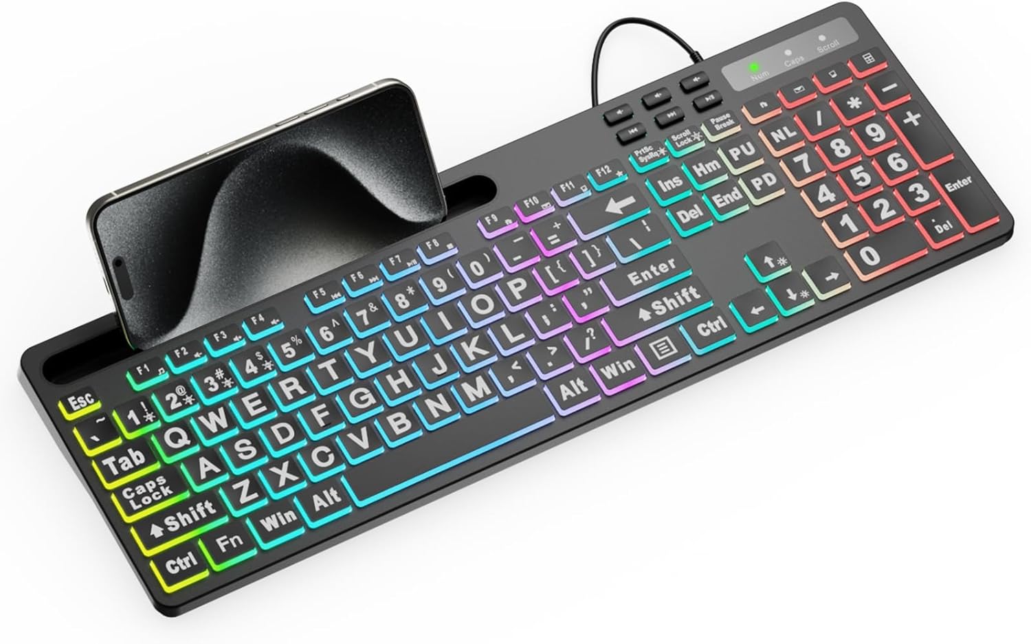MARVO Large Print Backlit Keyboard: Silent & Spacious