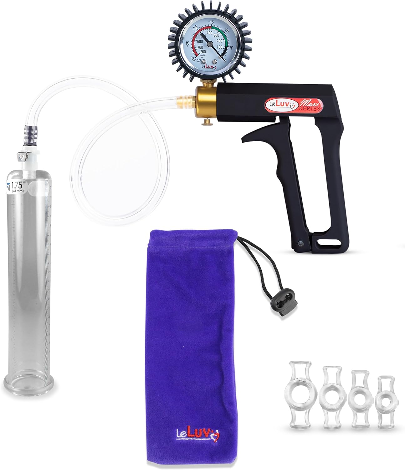 LeLuv Penis Pump Maxi Bundle with Constriction Rings for Comfort