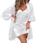 Ekouaer Women's Silk Robe Set V-neck 2 Piece - Satin Bridal Robe