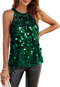 Sequin Halter Tank Top for Women - Flowy Ruched Sparkle