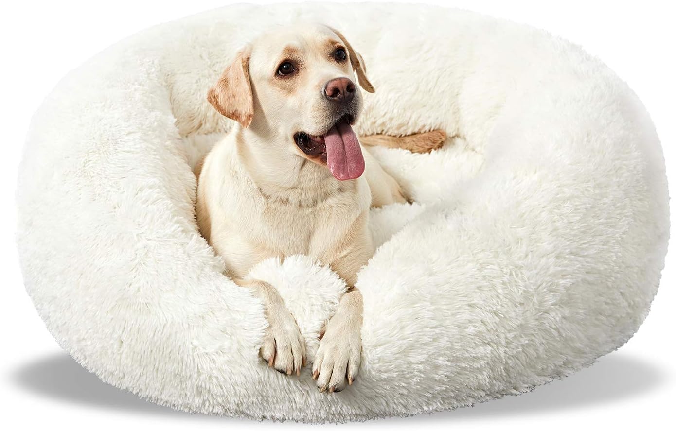 Washable Dog Round Bed for Medium Dogs - Comfy Calming Cuddler