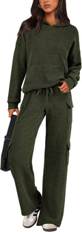 2 Piece Sets for Women Tracksuit - Cozy Hooded Fall Loungewear