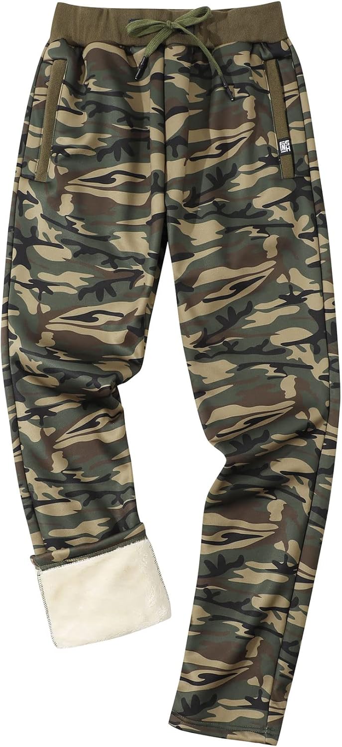 Gihuo Men's Sherpa Lined Athletic Sweatpants for Winter Warmth