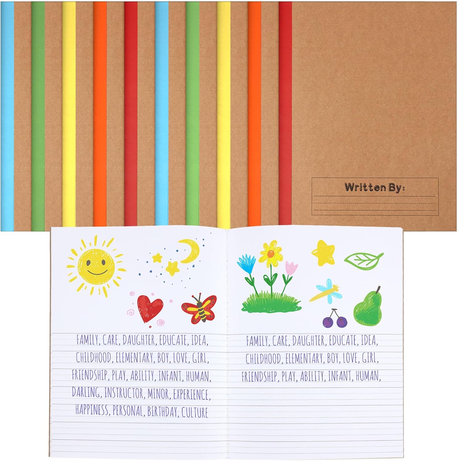 Colorful Primary Writing Journals 10 Pcs