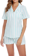 100% Cotton Pajamas for Women 2 Piece PJ Set - Soft Short Sleeve night