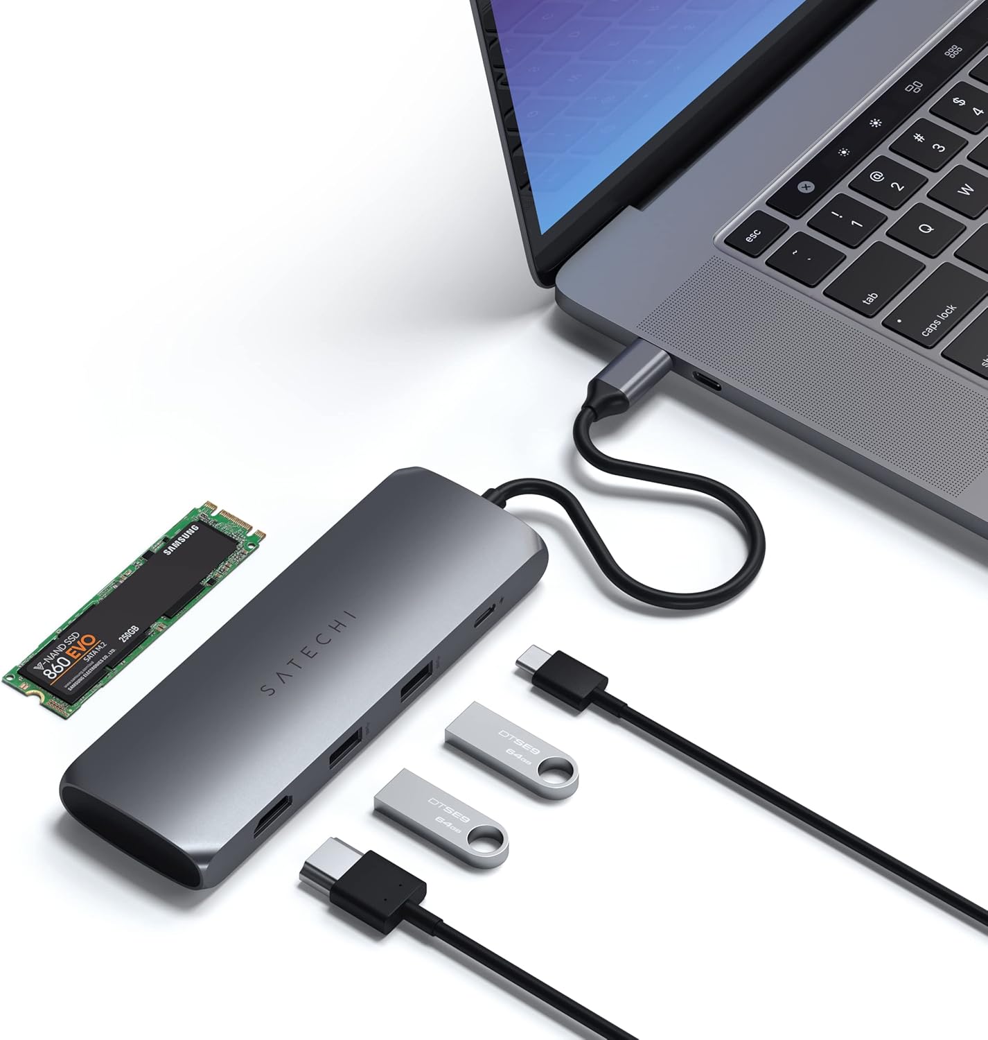 Satechi USB C Hub Multiport Adapter with M.2 SSD Enclosure