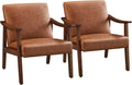 Set of 2 Mid-Century Modern Armchairs - Brown