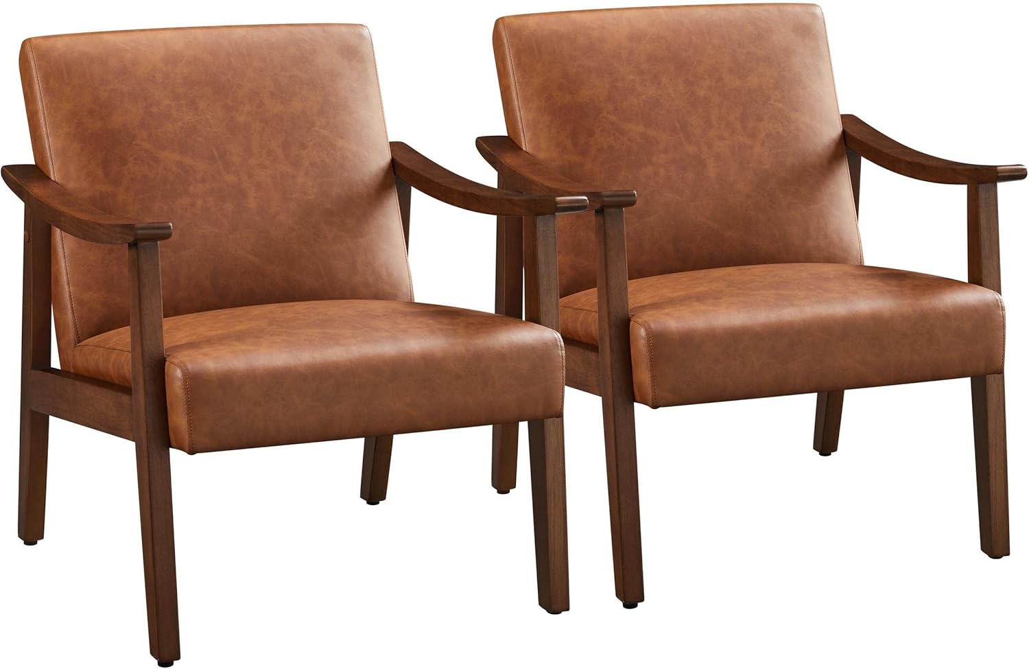 Set of 2 Mid-Century Modern Armchairs - Brown