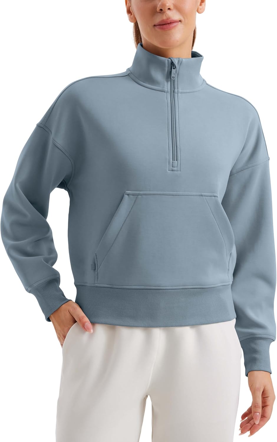 CRZ YOGA SoftAura Half Zip Sweatshirt for Women Workout Tops