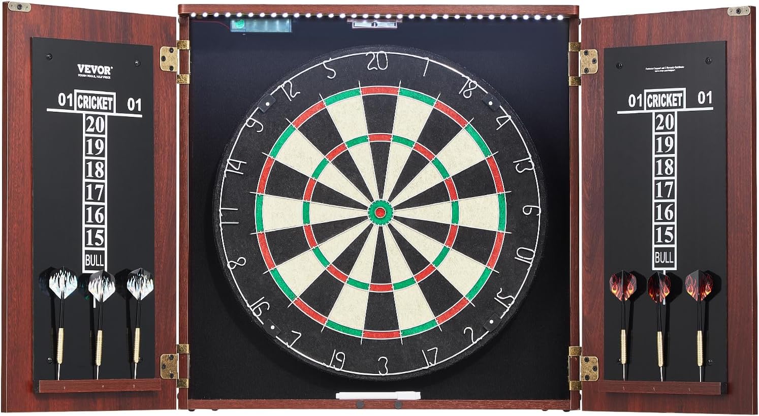 VEVOR Dart Board Cabinet Set with LED Light for Cricket Games