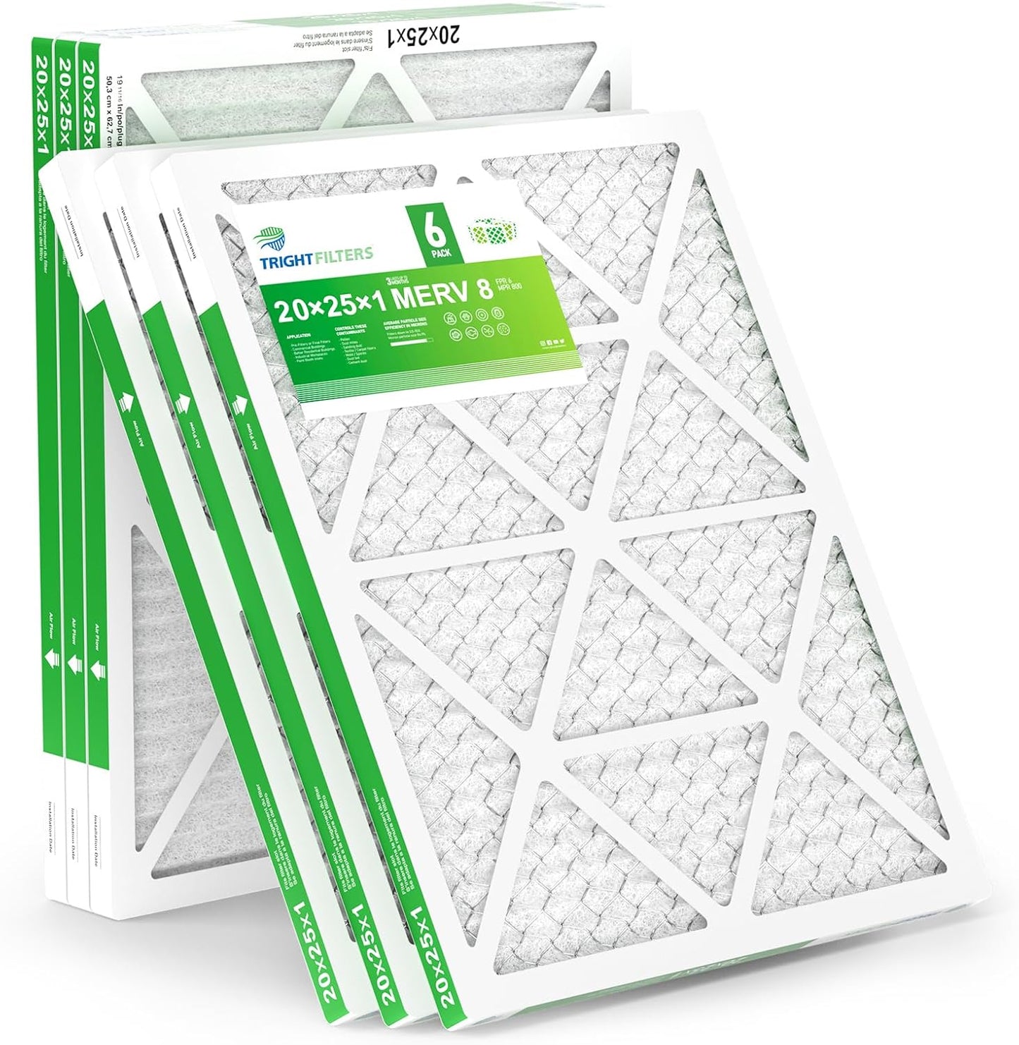 20x25x1 Air Filter 6 Pack for Home HVAC and AC Systems