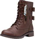 Vepose Women's Combat Boots Mid Calf Military Style - Card Pocket