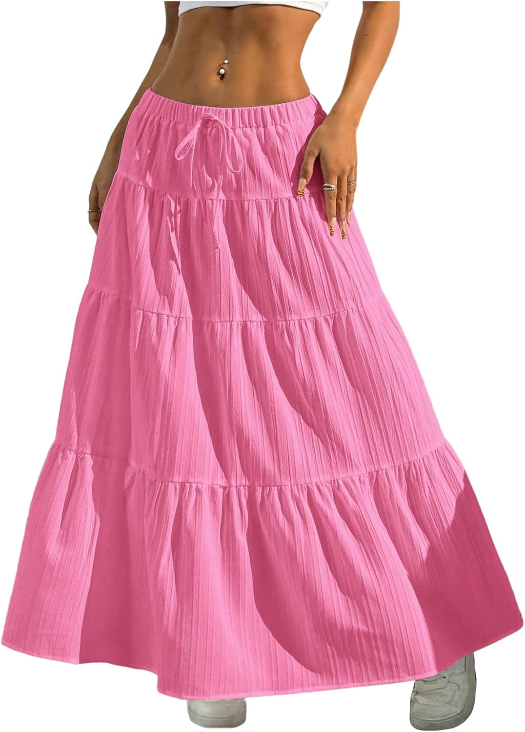 Boho Flared Ruffle Long Maxi Skirt for Women by Verdusa
