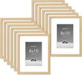 8x10 Picture Frame with Removable 5x7 Mat - Oak Color, 12 Pack