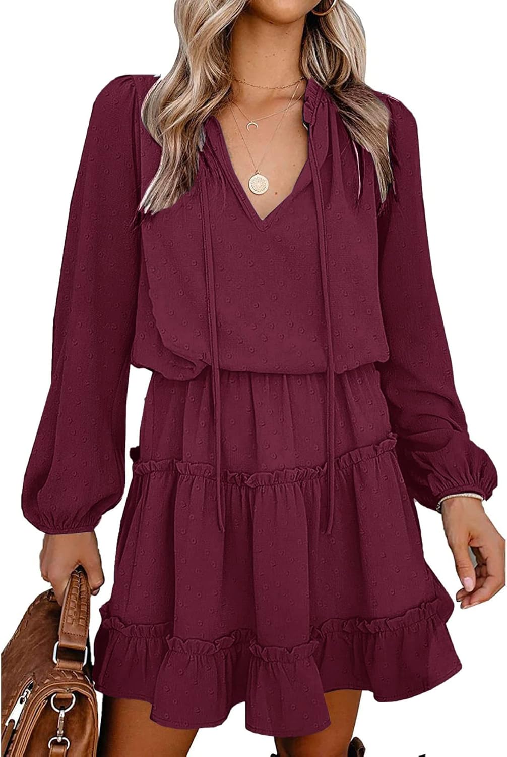 BTFBM Long Sleeve Fall Dresses for Women - Casual Mini Dress