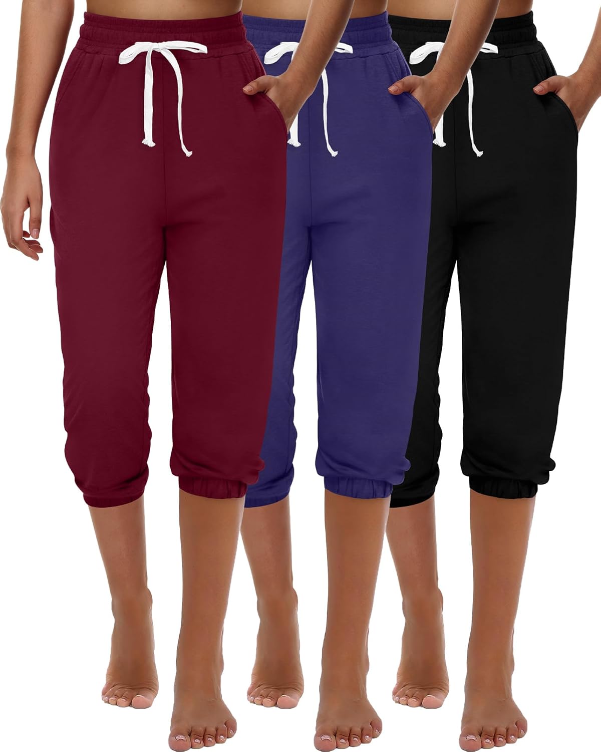 Ficerd Women's Capri Sweatpants Joggers for Summer Comfort
