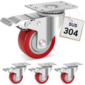 Stainless Steel 3 in Caster Wheels with Brake - Rust Proof, Heavy Duty