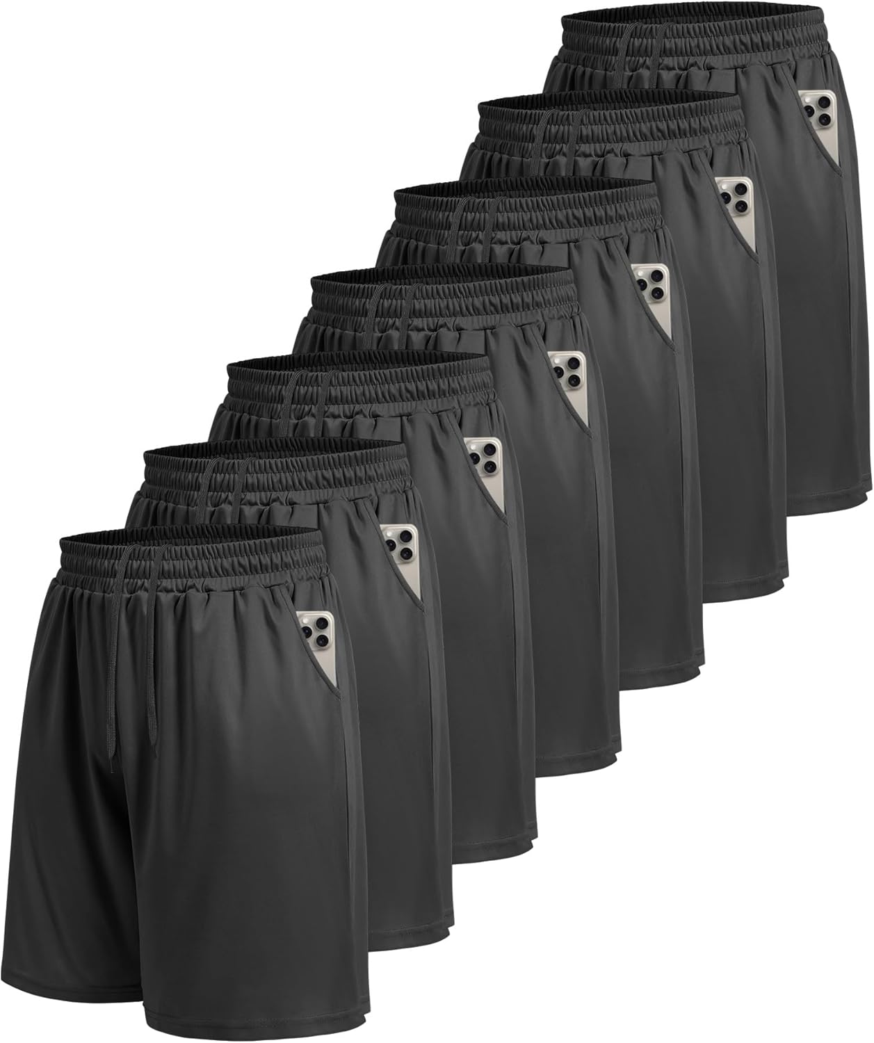 7 Pack Mens Athletic Shorts for Gym Basketball Running Workout